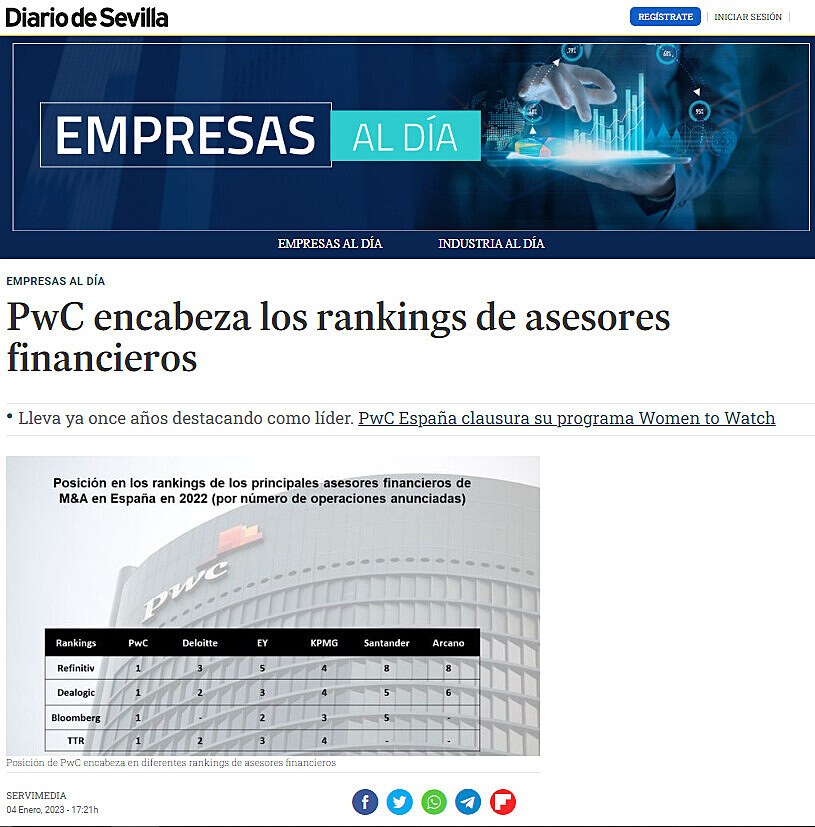 PwC encabeza los rankings de asesores financieros